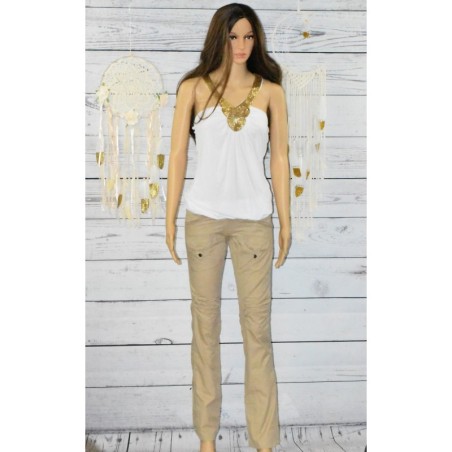 Pantalon en coton, Desigual, coloris beige.