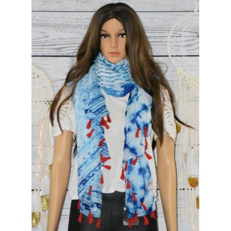 Foulard rectangle, Tye and Dye, Splash, Desigual, coloris bleu.