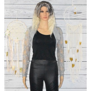 Chauffe épaules en dentelle, coloris gris.