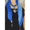 Foulard bijoux, pendentifs cœurs, coloris bleu.