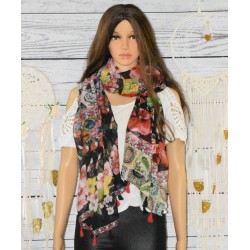 Grand Foulard, Micro raport Rojo, Desigual, coloris multicolore.