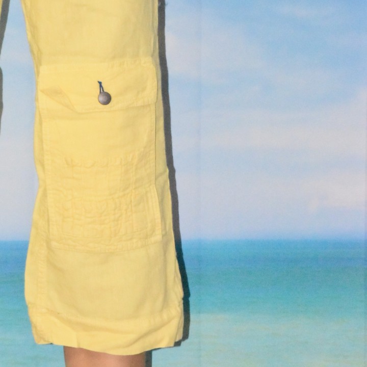 Pantacourt femme en lin, School Rag, coloris jaune.