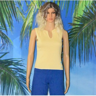 Débardeur, col tunisien, School Rag, coloris jaune pale.