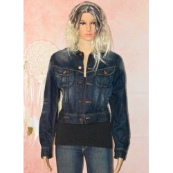 Veste en jeans brut, effet vieilli, School Rag, coloris bleu brut,