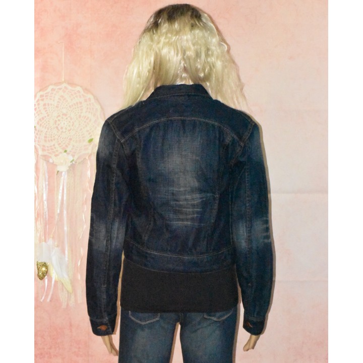 Veste en jeans brut, effet vieilli, School Rag, coloris bleu brut, dos,