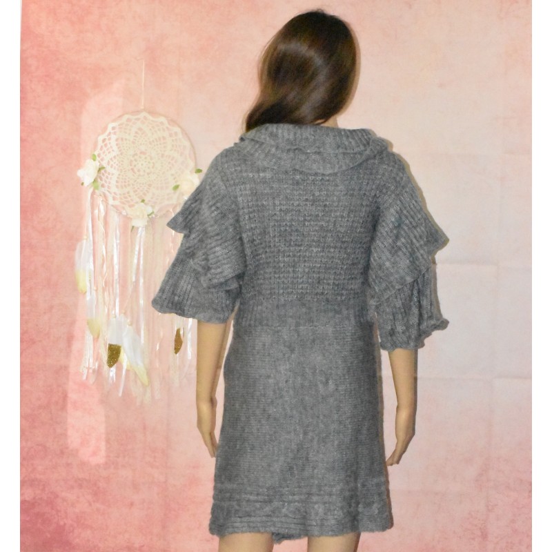 Robe Pull Sans Manches En Laine Busy Bees - Couleur Taupe/marron Avec Bordure Bleu Marine - Taille 4 Neuve