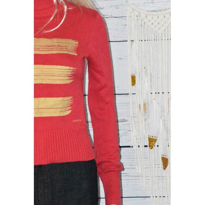 Pull col roulé, à impressions School Rag, coloris rouge.