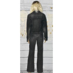Ensemble femme, en jeans, School Rag, coloris gris, dos.