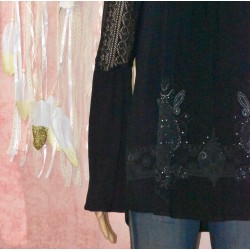 T-shirt dentelle, Ivana, Desigual, coloris noir, détail.