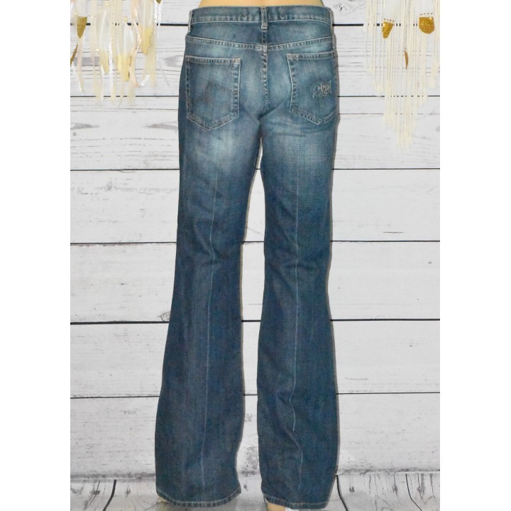 Jeans femme coupe droite, School Rag, coloris bleu brut.