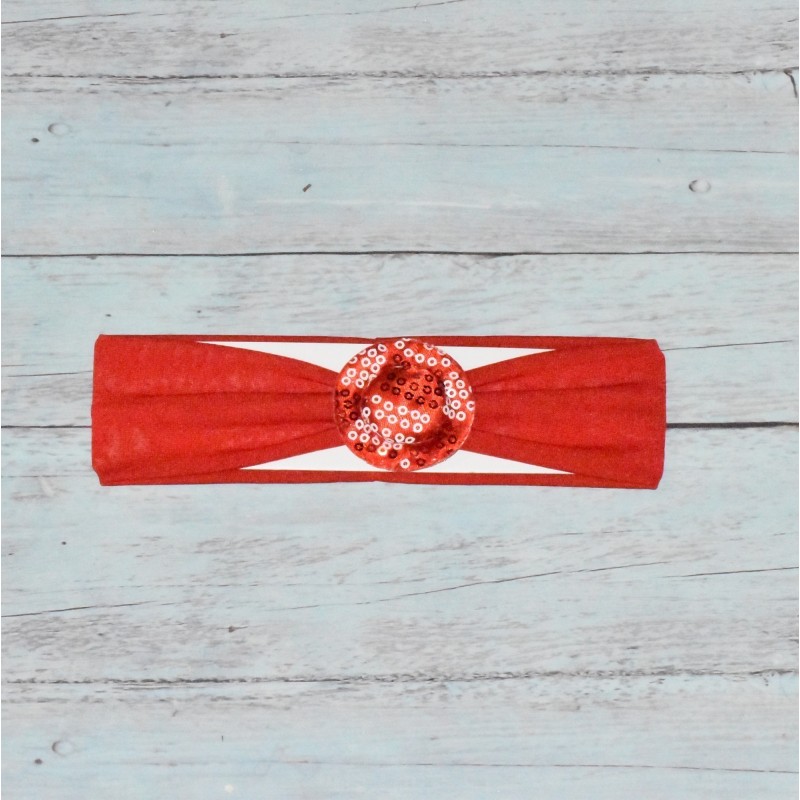 Bandeaux sequins, pour petite fille, coloris rouge. Bandeaux sequins, pour petite fille, coloris rouge.