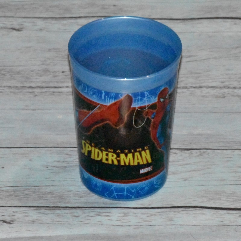 Verre Spiderman, en plastique, Bleu