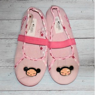 Chaussons ballerines, Pucca, rose pâle et fuchsia.