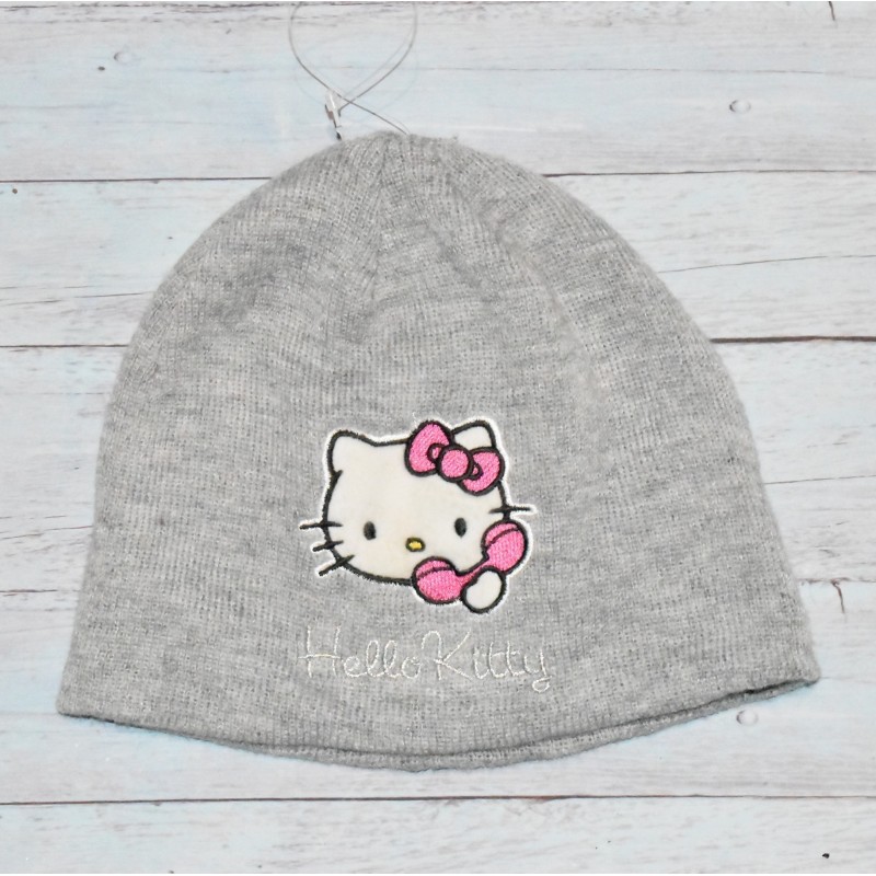 Bonnet fille, Hello Kitty, Gris.