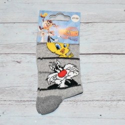 Chaussettes pour fille, titi et gros minet, gris.