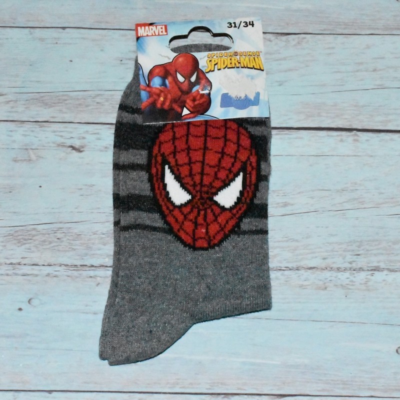 Chaussettes garçon, Spiderman, coloris gris. Chaussettes garçon, Spiderman, coloris gris.