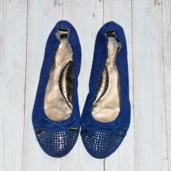 Ballerines en velours, coloris: Bleu royal.