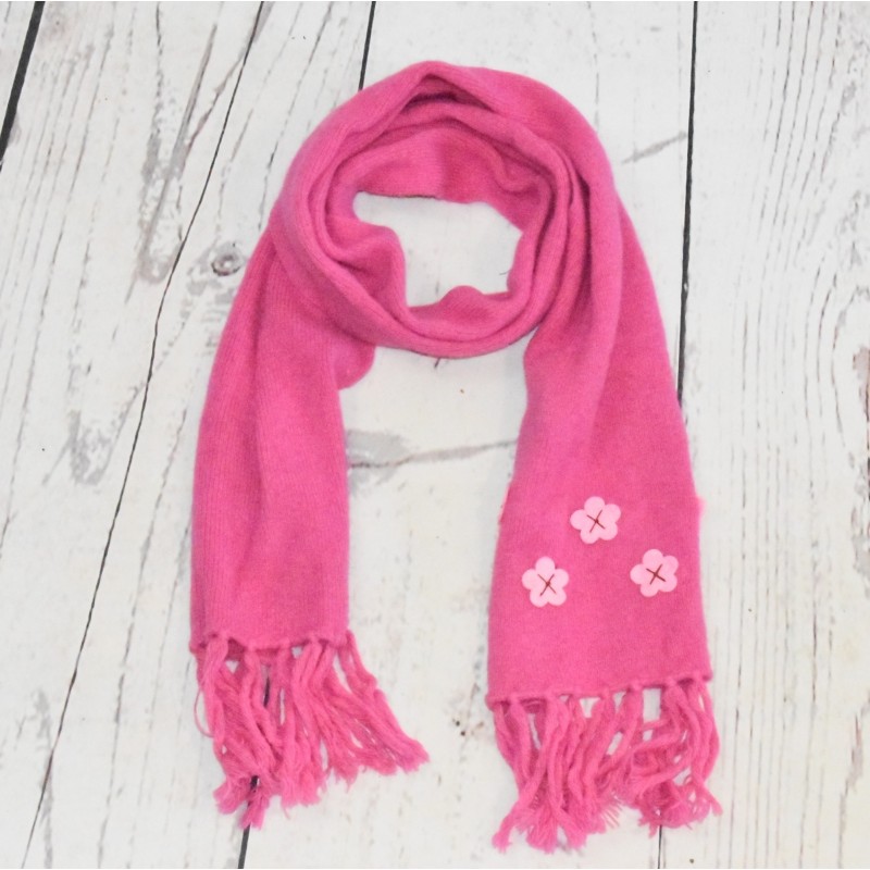 Echarpe fille en laine Petite fleur, Rose