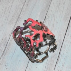 Bracelet fantaisie, forme corail, émaillé, Desigual, coloris corail.