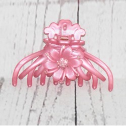 Pince crabe XL 10.5cm, barrette à cheveux strass, coloris rose.