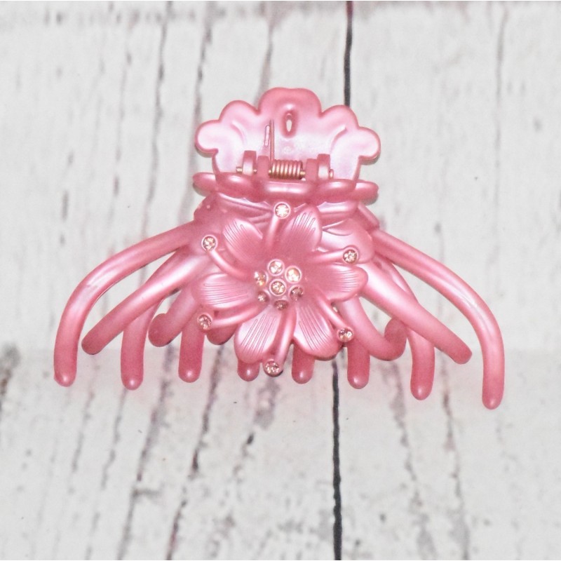 Pince crabe XL 10.5cm, barrette à cheveux strass, coloris rose. Pince crabe XL 10.5cm, barrette à cheveux strass, coloris rose.