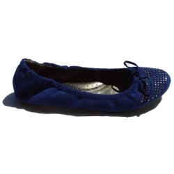 Ballerines en velours, coloris: Bleu royal.