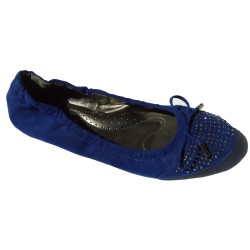 Ballerines en velours, coloris: Bleu royal.