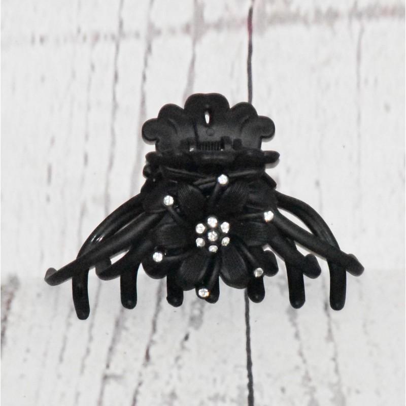 Pince crabe XL 10.5cm, barrette à cheveux strass, coloris noir. Pince crabe XL 10.5cm, barrette à cheveux strass, coloris noir.