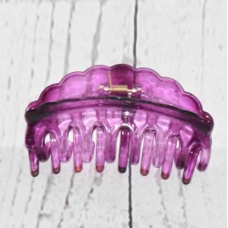 Pince crabe XL 9 cm de plastique transparent, coloris mauve.