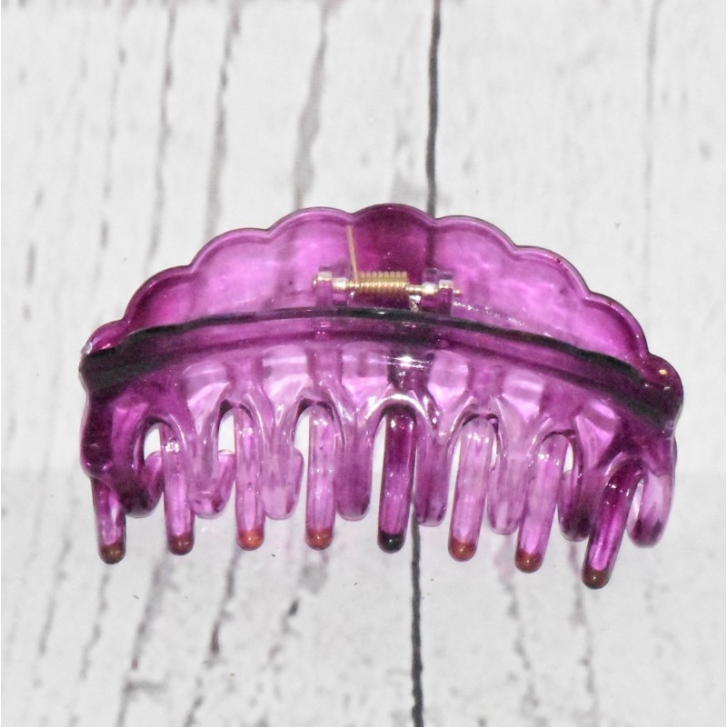 Pince crabe XL 9 cm de plastique transparent, coloris mauve.