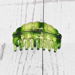 Pince crabe XL 9 cm de plastique transparent, coloris vert.