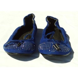 Ballerines en velours, coloris: Bleu royal.