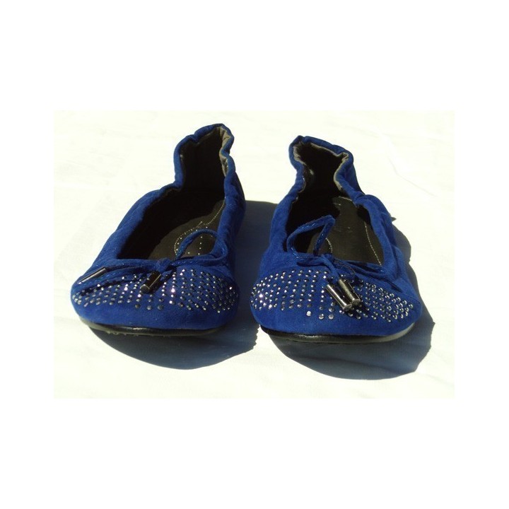 Ballerines en velours, coloris: Bleu royal.