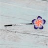 Barrette en métal, fleur de frangipanier, coloris violet.