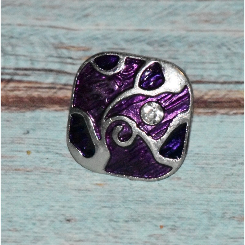 Bague émail forme carré new art, coloris violet.