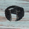 Bracelet manchette rigide, perles de rocaille, coloris anthracite.