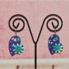 Boucles d'oreilles forme cœur, en polymère, coloris violet.