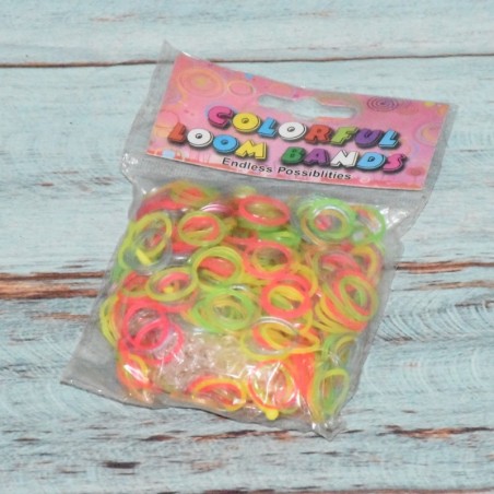 Sachet d'élastique Fluo, COLORFUL LOOM BANDS, coloris multicolore.