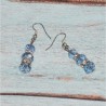 Parure en cristal, boucles d'oreilles, coloris bleu.