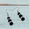 Parure en cristal, boucles d'oreilles, coloris noir.