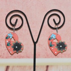 Boucles d'oreilles forme coeur, en polymère