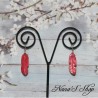 Boucles d'oreilles Plume, en pâte polymère, coloris rouge.