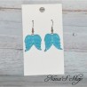 Boucles d'oreilles ailes d'ange, en pâte polymère, coloris bleu turquoise.