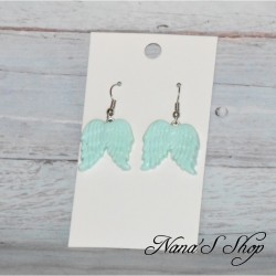 Boucles d'oreilles ailes d'ange, en pâte polymère, coloris menthe.