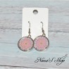 Boucles d'oreilles cabochons rosace, petit modèle, coloris bleu et rose, modèle 1.