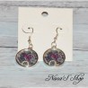 Boucles d'oreilles fantaisie, cabochons fleuris et colorés, modèle 2.