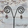 Boucles d'oreilles fantaisie, cabochons fleuris et colorés, modèle 2.