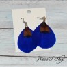 Boucles d'oreilles duo de plumes simple, coloris bleu royal.