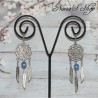 Boucles d'oreilles attrape rêve en métal, coloris bleu.