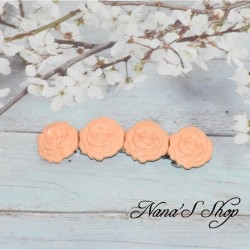 Barrette à cheveux roses en pâte polymère, coloris corail.